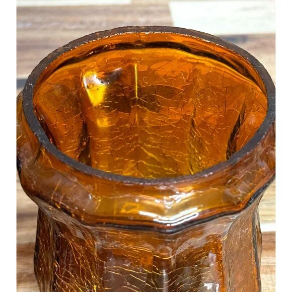 Decorative Amber Crackle Glass Canister With Fluer-de-lis Lid - Picture 10 of 13
